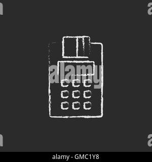 Cash register icon drawn in chalk. Stock Vector