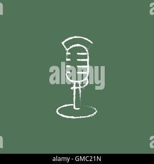 Microphone icon drawn in chalk. Stock Vector
