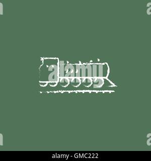 Train icon drawn in chalk. Stock Vector