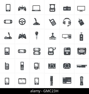 Video game icons set simple style Royalty Free Vector Image