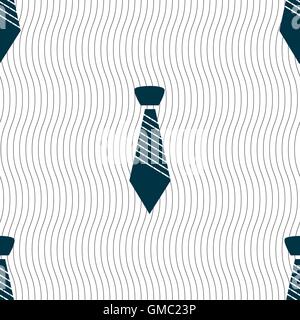 Tie sign icon. Business clothes symbol. Seamless pattern with geometric texture. Vector Stock Vector