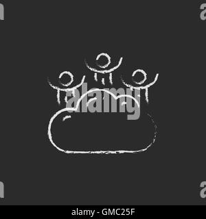 Cloud computing icon drawn in chalk. Stock Vector