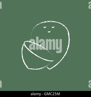 Coconut icon drawn in chalk. Stock Vector