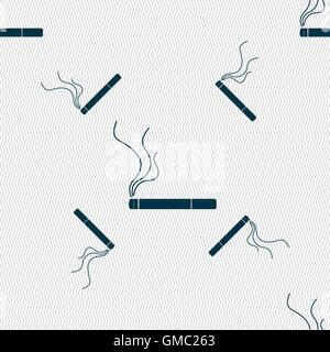 Smoking sign icon. Cigarette symbol. Seamless pattern with geometric texture. Vector Stock Vector