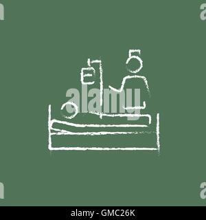 Nurse attending a patient icon drawn in chalk. Stock Vector