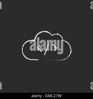 Transferring files cloud apps icon drawn in chalk. Stock Vector