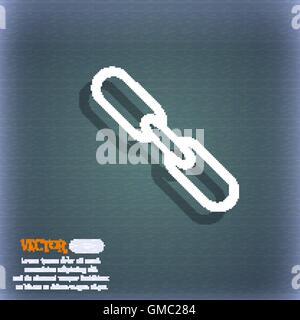 Link sign icon. Hyperlink chain symbol. On the blue-green abstract background with shadow and space for your text. Vector Stock Vector