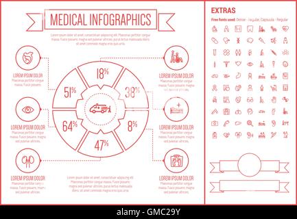 Medical Line Design Infographic Template Stock Vector