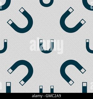 magnet sign icon. horseshoe it symbol. Repair sig. Seamless pattern with geometric texture. Vector Stock Vector