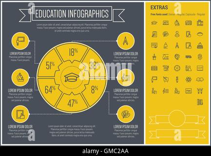 Education Line Design Infographic Template Stock Vector