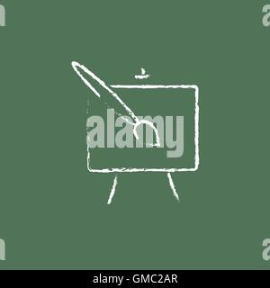 Easel and paint brush icon drawn in chalk. Stock Vector