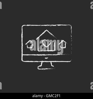 Smart house technology icon drawn in chalk. Stock Vector