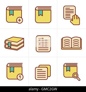 Icons Style  Book Icons Set, Vector Design Stock Vector