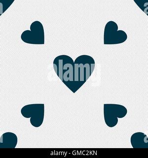 Heart sign icon. Love symbol. Seamless pattern with geometric texture. Vector Stock Vector