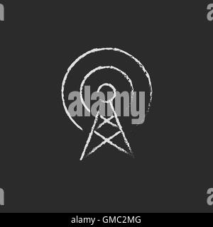 Antenna icon drawn in chalk. Stock Vector