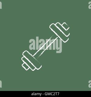 Dumbbell icon drawn in chalk. Stock Vector