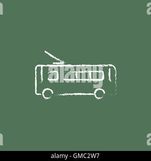 Trolleybus icon drawn in chalk. Stock Vector