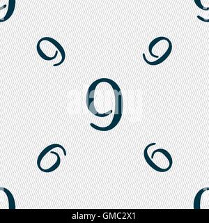 number Nine icon sign. Seamless pattern with geometric texture. Vector Stock Vector