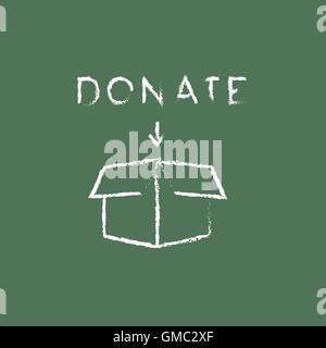 Donation box icon drawn in chalk. Stock Vector