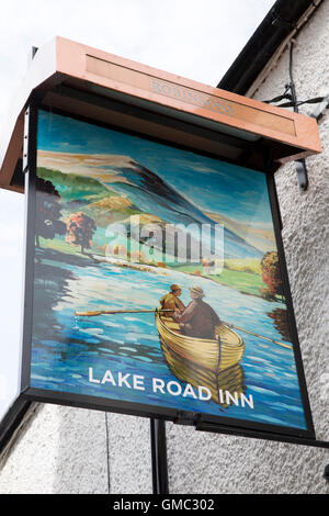Lake Road Inn Pub Sign, Keswick; Lake District; England; UK Stock Photo