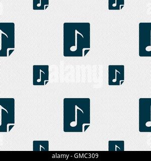 Audio, MP3 file icon sign. Seamless pattern with geometric texture. Vector Stock Vector