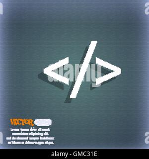 Code sign icon. Programming language symbol. On the blue-green abstract background with shadow and space for your text. Vector Stock Vector