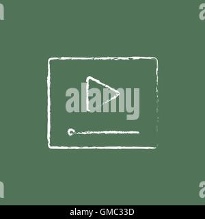 Video player icon drawn in chalk. Stock Vector