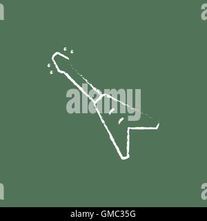 Electric guitar icon drawn in chalk. Stock Vector