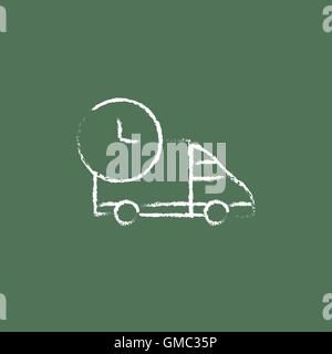 Delivery truck icon drawn in chalk. Stock Vector