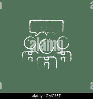 People with speech square icon drawn in chalk. Stock Vector