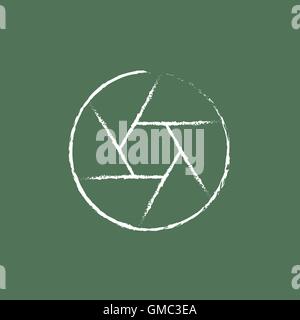 Camera shutter icon drawn in chalk. Stock Vector