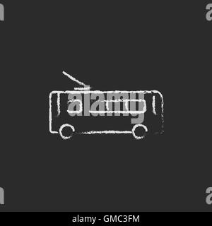 Trolleybus icon drawn in chalk. Stock Vector