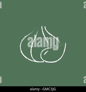 Garlic icon drawn in chalk. Stock Vector