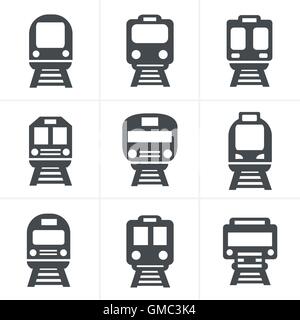 Set of transport icons - Train and Tram, vector illustration Stock Vector
