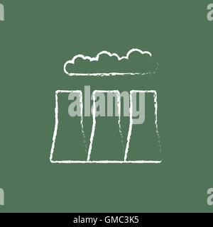 Factory pipes icon drawn in chalk. Stock Vector