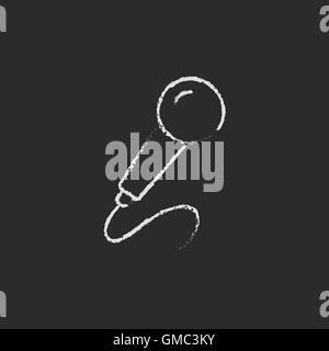 Microphone icon drawn in chalk. Stock Vector