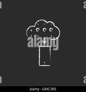 Cloud computing icon drawn in chalk. Stock Vector