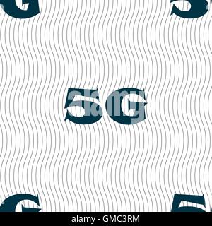 5G sign icon. Mobile telecommunications technology symbol. Seamless pattern with geometric texture. Vector Stock Vector