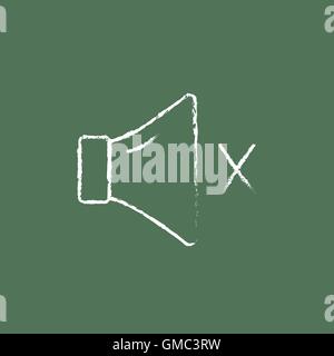 Mute speaker icon drawn in chalk. Stock Vector