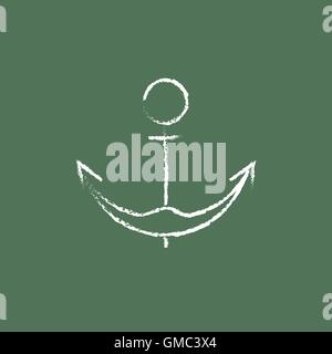 Anchor icon drawn in chalk. Stock Vector