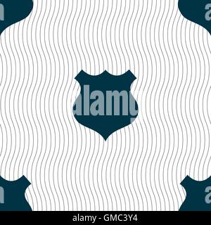 shield icon sign. Seamless pattern with geometric texture. Vector Stock Vector