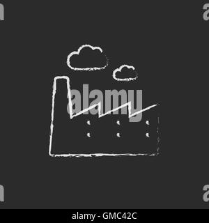 Factory icon drawn in chalk. Stock Vector