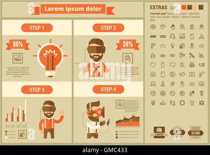 Virtual Reality flat design Infographic Template Stock Vector