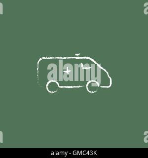 Ambulance car icon drawn in chalk. Stock Vector