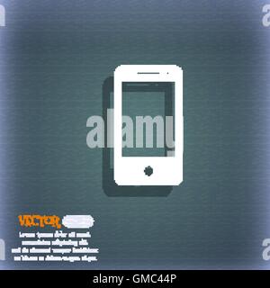 Attention sign icon. Exclamation mark. Hazard warning symbol. On the blue-green abstract background with shadow and space for your text. Vector Stock Vector
