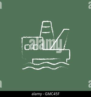 Offshore oil platform icon drawn in chalk. Stock Vector