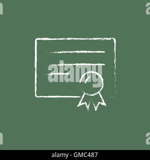 Certificate icon drawn in chalk. Stock Vector