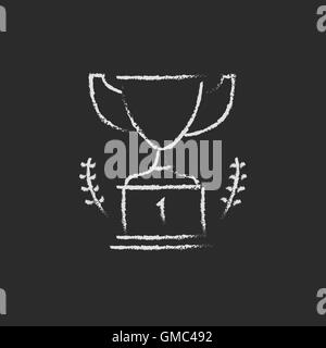 Trophy icon drawn in chalk. Stock Vector