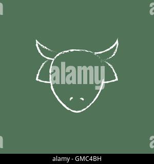 Cow head icon drawn in chalk. Stock Vector