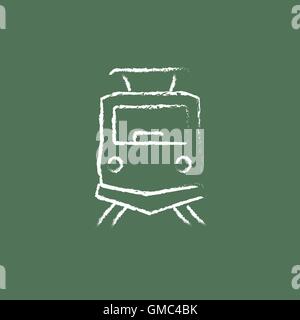Front view of train icon drawn in chalk. Stock Vector